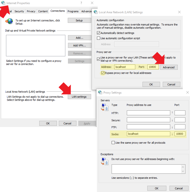 Configuring Windows to use a SOCKS proxy